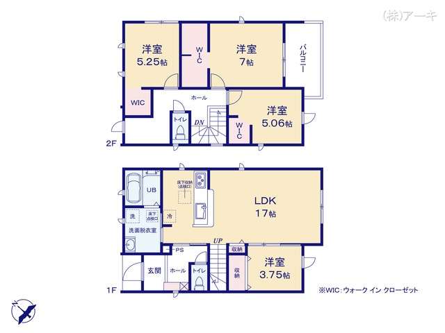 愛知県知多市八幡字堀切の新築戸建て 4LDK間取図 ※図面と異なる場合は現況を優先