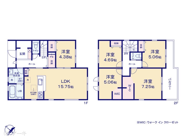 愛知県知多市八幡字堀切の新築戸建て 5LDK間取図 ※図面と異なる場合は現況を優先