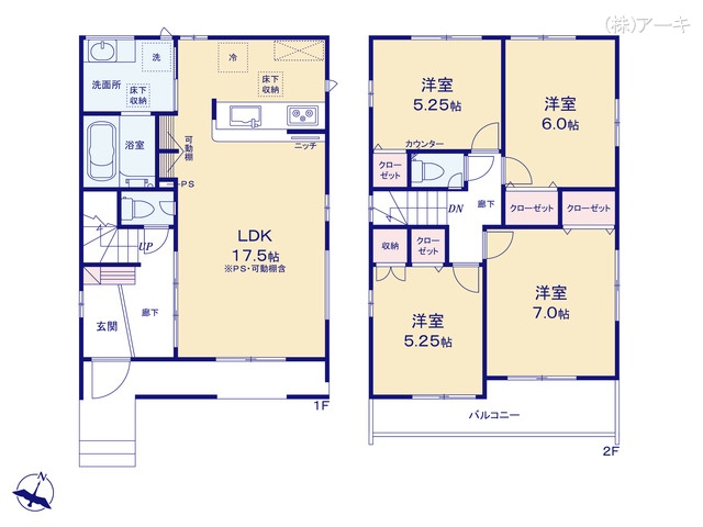 愛知県知多市八幡字深山口の新築戸建て 4LDK間取図 ※図面と異なる場合は現況を優先