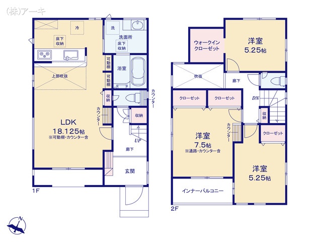 愛知県知多市八幡字深山口の新築戸建て 3LDK間取図 ※図面と異なる場合は現況を優先