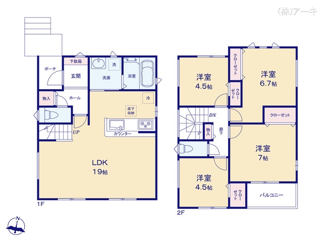 愛知県東海市荒尾町細高根の新築戸建て 4LDK間取図 ※図面と異なる場合は現況を優先