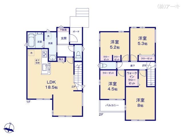 愛知県東海市荒尾町細高根の新築戸建て 4LDK間取図 ※図面と異なる場合は現況を優先