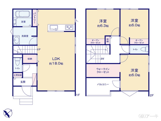 愛知県高浜市湯山町８丁目の新築戸建て 3LDK間取図 ※図面と異なる場合は現況を優先