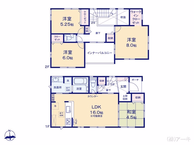 新築戸建て 東海市加木屋町鎌吉良根 2号棟 間取図