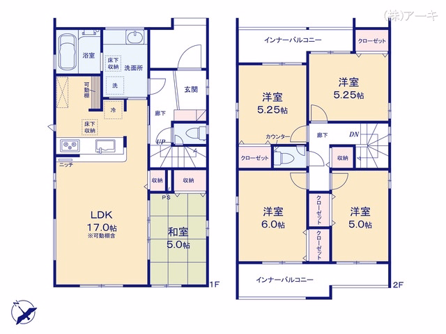 新築戸建て 知多市つつじが丘1丁目 1号棟 間取図