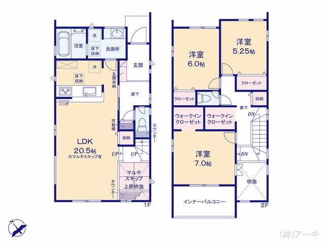 新築戸建て 知多市つつじが丘1丁目 2号棟 間取図