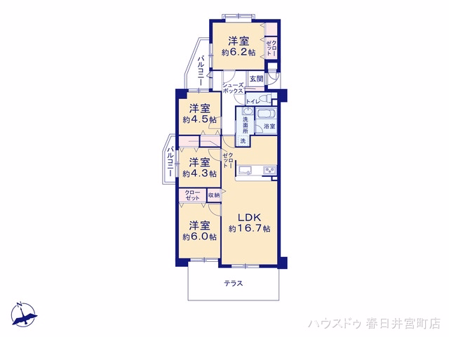 中古マンション シャトー堀の内 間取図