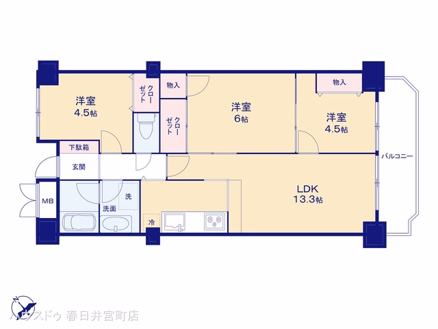 中古マンション グローリアスハイツ春日井 間取図