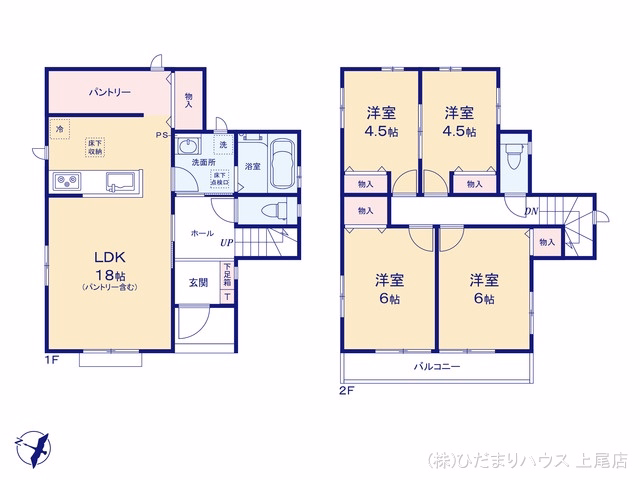 上尾市二ツ宮（戸建）2-B 間取図