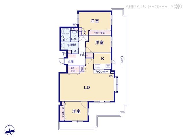 愛知県刈谷市野田町馬池のマンション『シャトレー刈谷ウイング西館』 3LDK間取図 ※図面と異なる場合は現況を優先