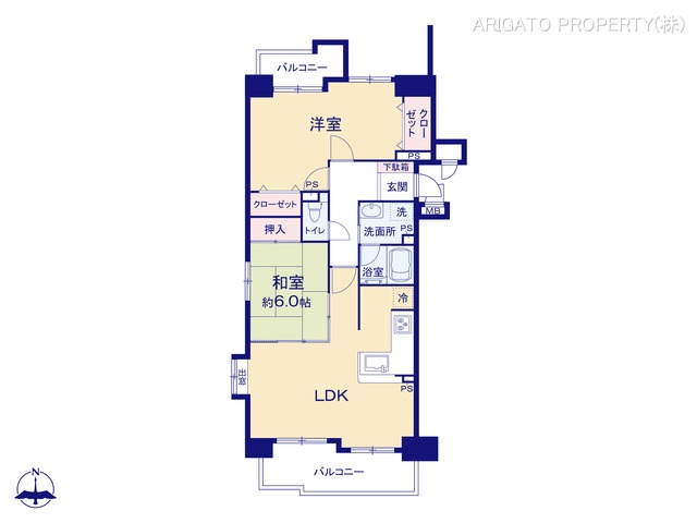 愛知県豊田市聖心町４丁目のマンション『グローリアスタウン聖心弐番館』 2LDK間取図 ※図面と異なる場合は現況を優先