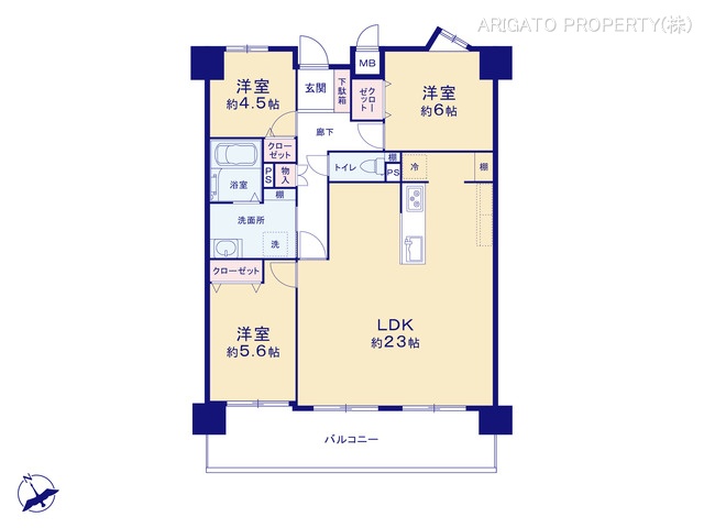 愛知県豊田市中田町西山のマンション『キングスコート豊田中田弐番館』 3LDK間取図 ※図面と異なる場合は現況を優先