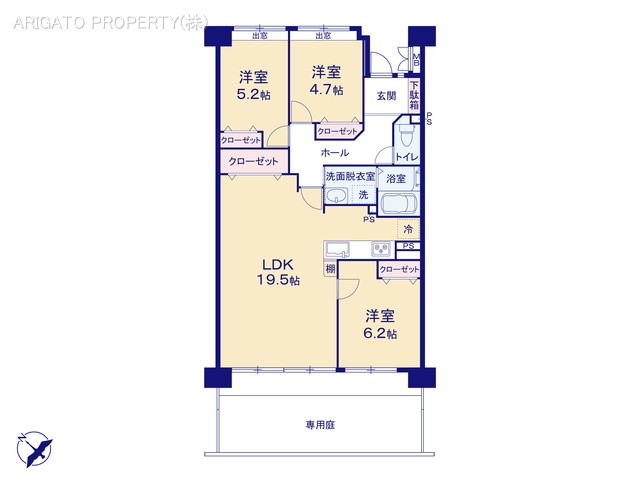 愛知県刈谷市井ケ谷町池之浦のマンション『ユニバーシティ刈谷』 3LDK間取図 ※図面と異なる場合は現況を優先