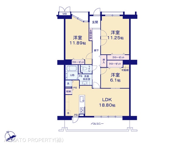 愛知県安城市東栄町６丁目のマンション『スペクトル東栄』 3LDK間取図 ※図面と異なる場合は現況を優先