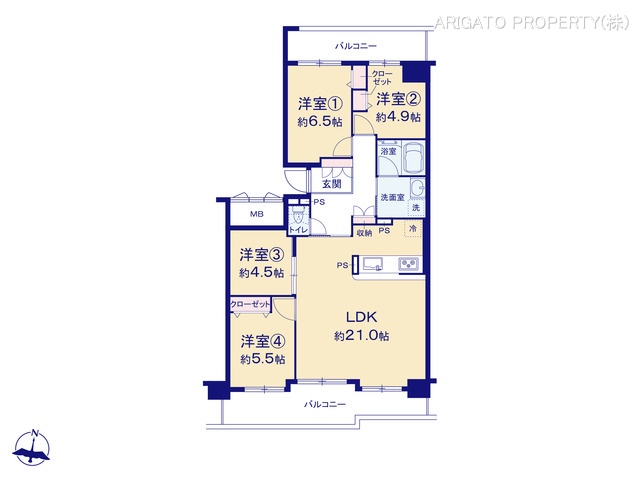 愛知県安城市今池町２丁目のマンション『コープ野村新安城E棟』 4LDK間取図 ※図面と異なる場合は現況を優先
