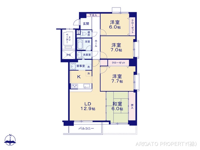 愛知県豊田市山之手３丁目のマンション『ソシアルセイワ豊田山之手』 4LDK間取図 ※図面と異なる場合は現況を優先