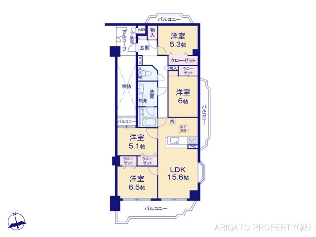愛知県安城市古井町大堀のマンション『ステージ祥南』 4LDK間取図 ※図面と異なる場合は現況を優先