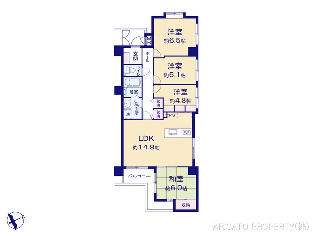 愛知県岡崎市橋目町字竹之内のマンション『リバブル橋目』 4LDK間取図 ※図面と異なる場合は現況を優先