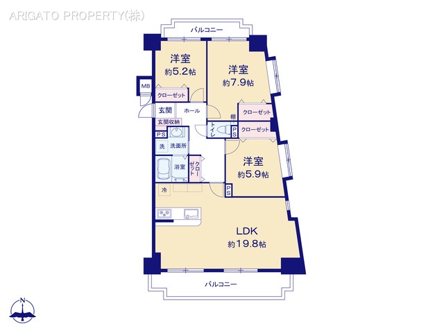 愛知県刈谷市広小路６丁目のマンション『イトーピア刈谷マンション』 3LDK間取図 ※図面と異なる場合は現況を優先
