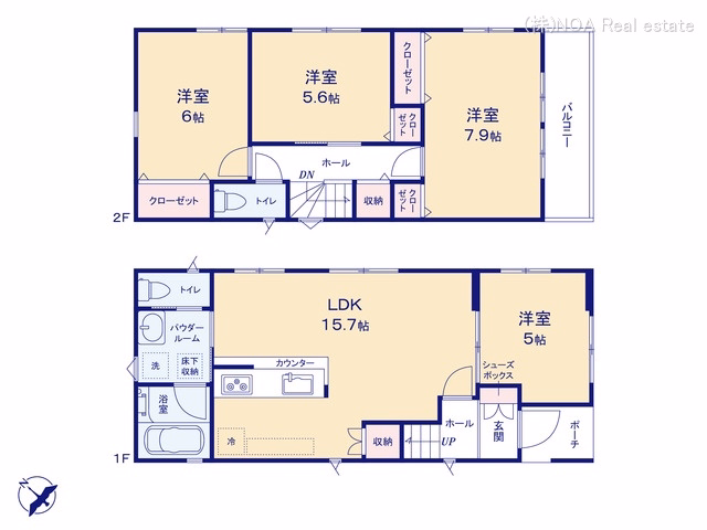 新築戸建て 川口市南鳩ヶ谷2丁目 1号棟 間取図