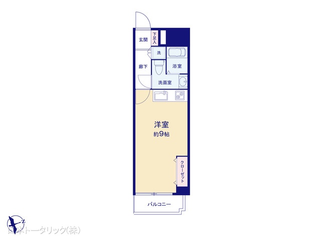 東京都新宿区新宿5丁目のマンション『藤和新宿番衆町コープ』 1ワンルーム間取図 ※図面と異なる場合は現況を優先