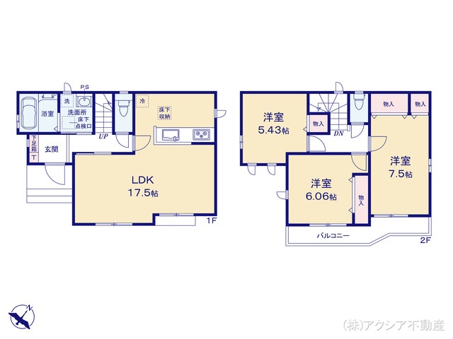 東京都府中市四谷4丁目の新築戸建て 3LDK間取図 ※図面と異なる場合は現況を優先