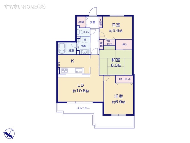 愛知県豊田市梅坪町2丁目のマンション『バンベール梅坪』 3LDK間取図 ※図面と異なる場合は現況を優先