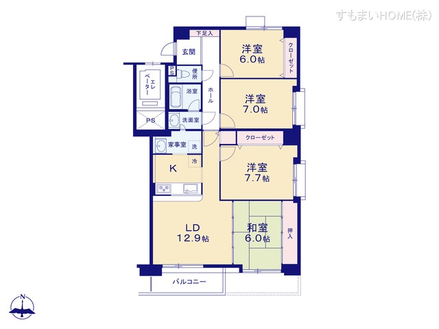 愛知県豊田市山之手３丁目のマンション『ソシアルセイワ豊田山之手』 4LDK間取図 ※図面と異なる場合は現況を優先