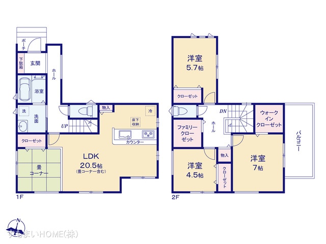 愛知県豊田市東新町3丁目の新築戸建て 3LDK間取図 ※図面と異なる場合は現況を優先