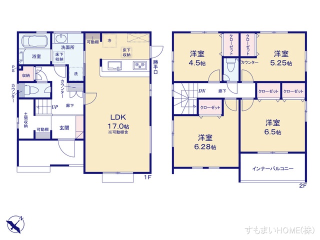 愛知県豊田市高岡本町南の新築戸建て 4LDK間取図 ※図面と異なる場合は現況を優先