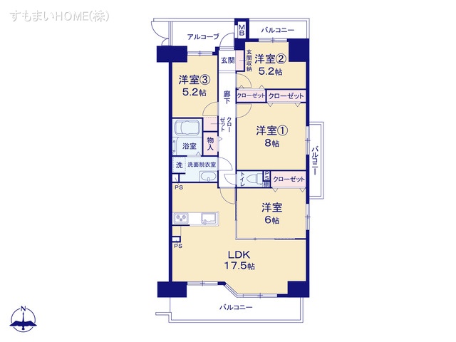 愛知県豊田市柿本町2丁目のマンション『オーケーズ豊田西ラ・ヴィル壱番館』 4LDK間取図 ※図面と異なる場合は現況を優先