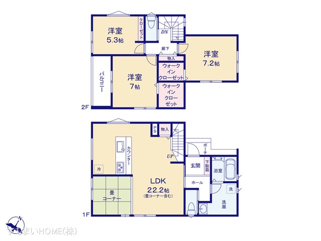 愛知県豊田市堤町宮畔の新築戸建て 3LDK間取図 ※図面と異なる場合は現況を優先