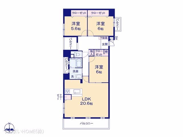中古マンション ネオグランデ大林 間取図