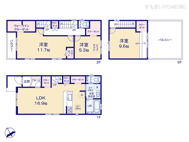 愛知県安城市百石町２丁目の新築戸建て 3LDK間取図 ※図面と異なる場合は現況を優先
