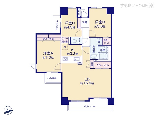 愛知県豊田市大林町10丁目のマンション『豊田大林パーク・ホームズ』 3LDK間取図 ※図面と異なる場合は現況を優先