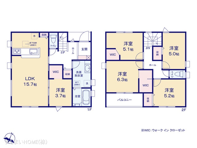 愛知県豊田市前山町５丁目の新築戸建て 5LDK間取図 ※図面と異なる場合は現況を優先