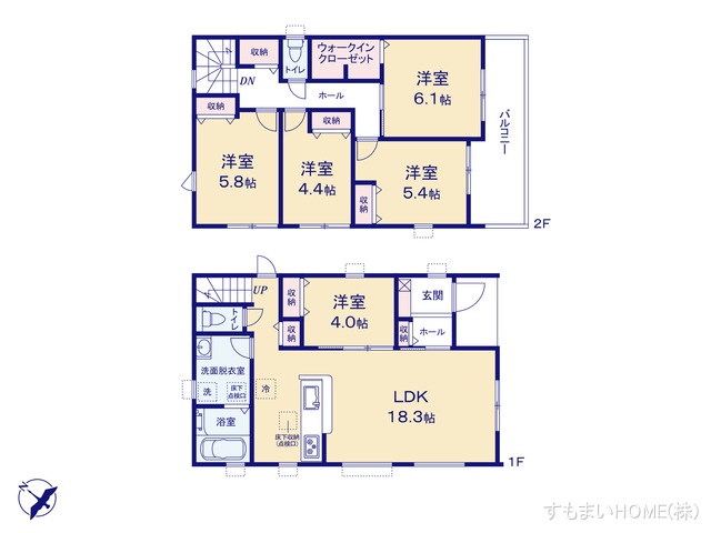 愛知県豊田市高美町５丁目の新築戸建て 5LDK間取図 ※図面と異なる場合は現況を優先