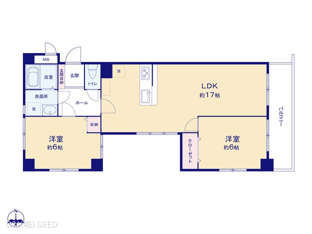 愛知県名古屋市千種区星が丘元町のマンション『シャンブル東山』 2LDK間取図 ※図面と異なる場合は現況を優先