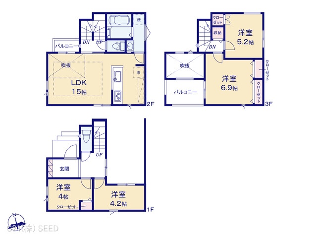 愛知県名古屋市昭和区折戸町３丁目の新築戸建て 4LDK間取図 ※図面と異なる場合は現況を優先