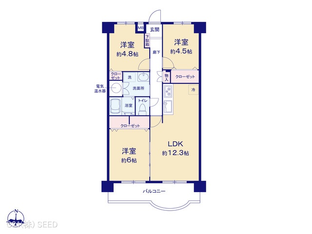 愛知県名古屋市昭和区檀溪通３丁目のマンション『檀渓アイリス』 3LDK間取図 ※図面と異なる場合は現況を優先
