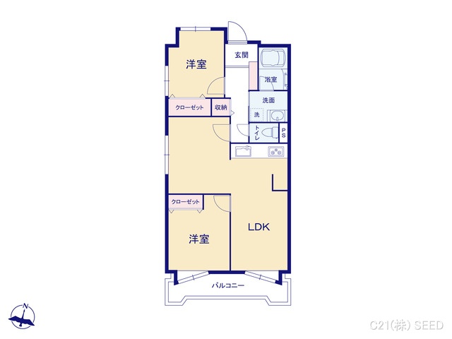 愛知県名古屋市中区富士見町のマンション『シティパレス富士見町』 2LDK間取図 ※図面と異なる場合は現況を優先