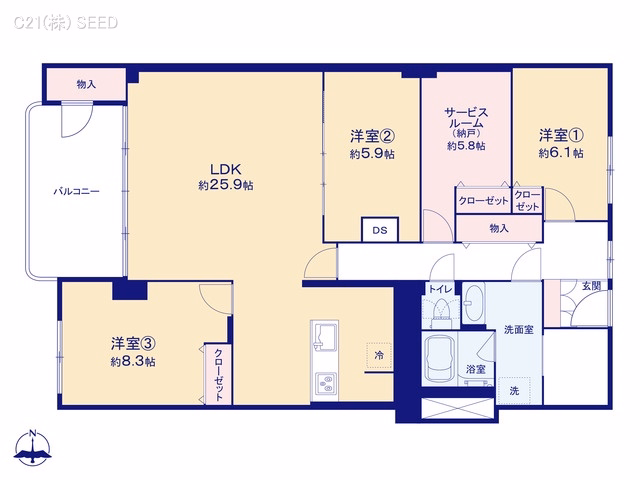 中古マンション ベルシャトー瑞穂 間取図