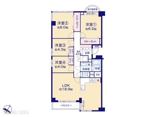 愛知県名古屋市瑞穂区上山町４丁目のマンション『日車マンション南山』 4LDK間取図 ※図面と異なる場合は現況を優先
