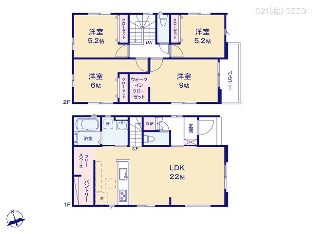 愛知県名古屋市天白区土原１丁目の新築戸建て 4LDK間取図 ※図面と異なる場合は現況を優先