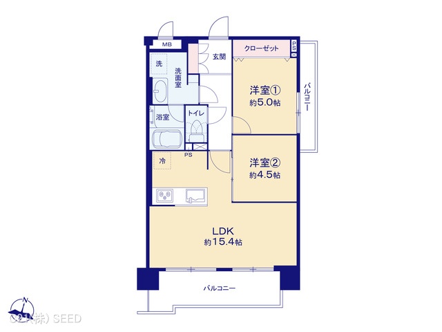 愛知県名古屋市千種区北千種１丁目のマンション『北千種パークハウス』 2LDK間取図 ※図面と異なる場合は現況を優先