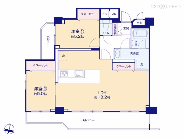中古マンション グリーンコーポ瑞穂 間取図