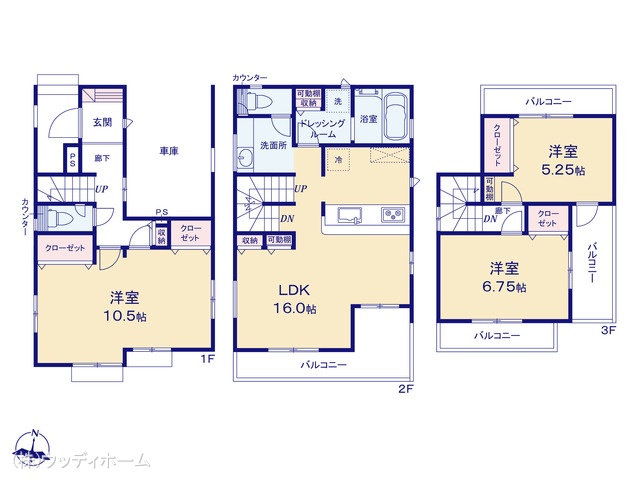 埼玉県越谷市大字恩間の新築戸建て 3LDK間取図 ※図面と異なる場合は現況を優先