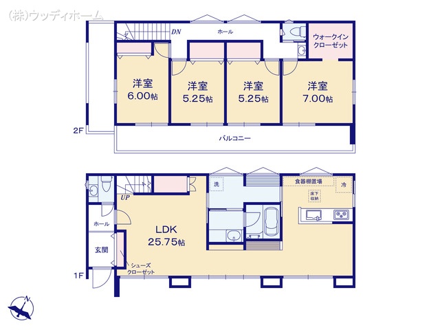 埼玉県越谷市花田4丁目の新築戸建て 4LDK間取図 ※図面と異なる場合は現況を優先