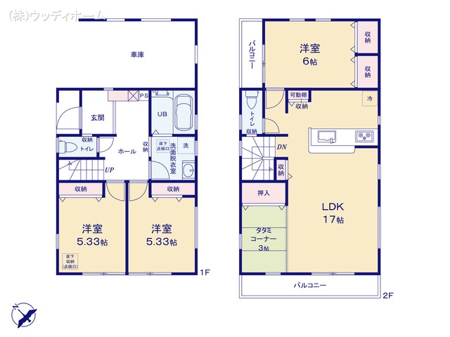 埼玉県越谷市大沢の新築戸建て 3LDK間取図 ※図面と異なる場合は現況を優先