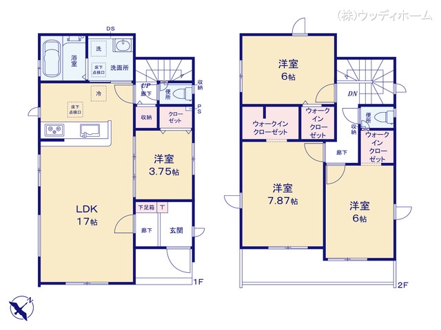埼玉県越谷市大沢の新築戸建て 4LDK間取図 ※図面と異なる場合は現況を優先